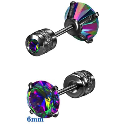 Oorbellen met platte achterkant Hypoallergeen roestvrij staal Kraakbeen Helix Piercing Sieraden Schroefback Studs Gevoelige oren voor Mannen Vrouwen black