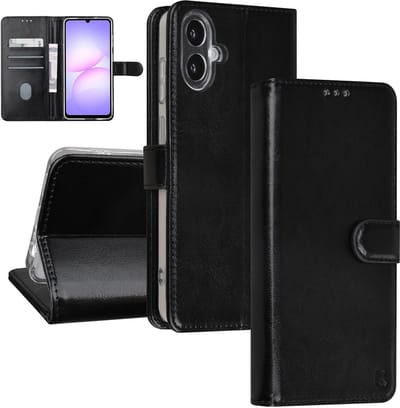 TUNIQ Book Type Case - Galaxy A07 - Zwart - Voor 3 Kaarten - Magnetische Sluiting - Hanger