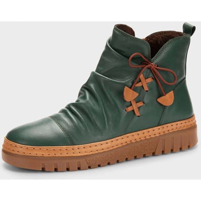 Laarsjes van leer met sierstrik - donkergroen - Gr. 36 van Goldner Fashion