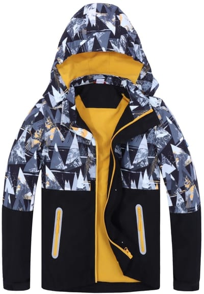 Dailygoods - BWBIKE Colorblock Waterdichte jas met capuchon voor kinderen, winddicht, licht, winddicht, gevoerd met fleece