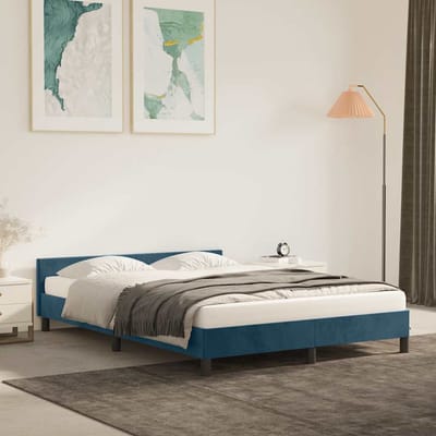 vidaXL - Bedframe - zonder - matras - 140x200 - cm - fluweel - donkerblauw