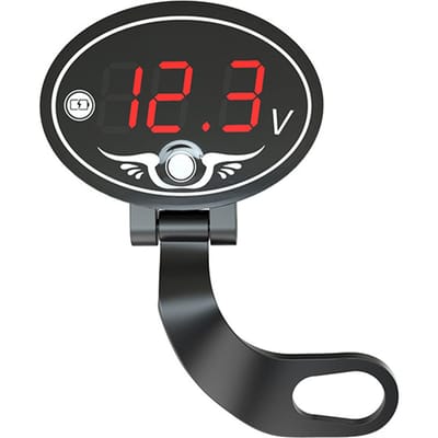 Voltmètre de moto 12V, minuterie étanche multifonction avec panneau d'affichage numérique LED noir