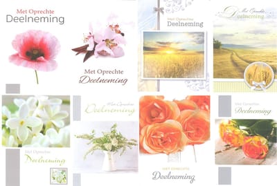 20 Enkele Condoleance Wenskaartjes 4 pakjes a 5 stuks- Met Oprechte Deelneming - Assorti Nr403 - Gratis verzonden