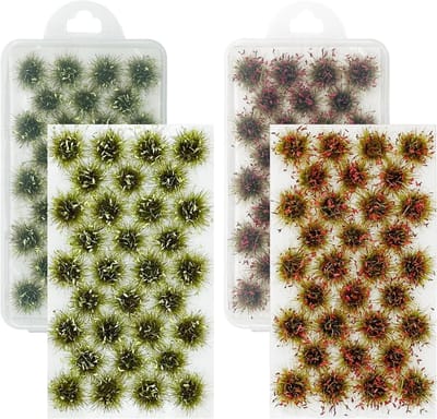 Miniatuur Grascluster voor Modelbouw, Statische Graspluizen voor Spoorweglandschappen en Diorama's (Groen en Rood)