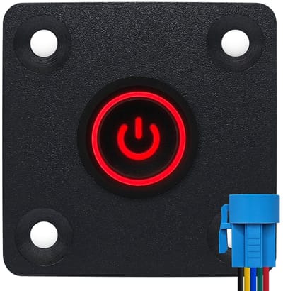 ProRide Metalen drukschakelaar Inbouwpaneel 12V ON-OFF - 16mm - met Aansluitkabel - 12V/24V - LED indicatie Rood