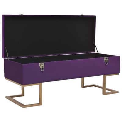vidaXL - Bankje - met - opbergvak - 105 - cm - fluweel - paars