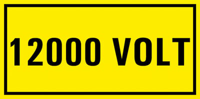 12000 volt sticker 250 x 100 mm
