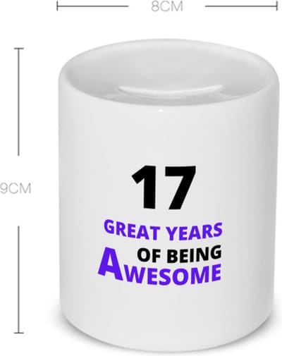 Akyol - 17 great years of being awesome Spaarpot - Hoera 17 jaar - iemand die 17 jaar is geworden - verjaardagscadeau - verjaardag - cadeau - kado - geschenk - gift - goeie jaren - 350 ML inhoud