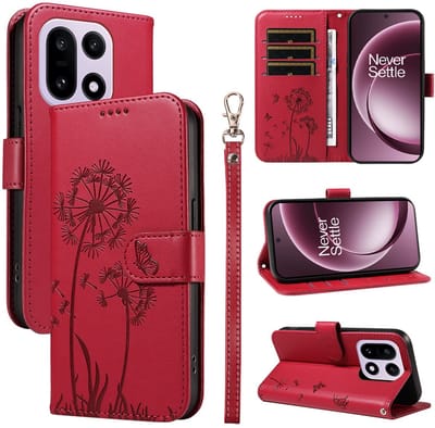 Coverup Hoesje - Geschikt voor OnePlus 15 Hoesje - Coverup Paardenbloem Book Case - Rood