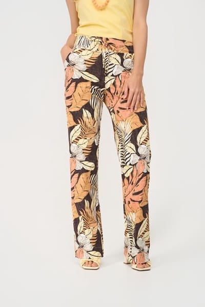 MI PIACE - Travel Broek Straight Botanical Print Espresso 202089 - Maat : XL