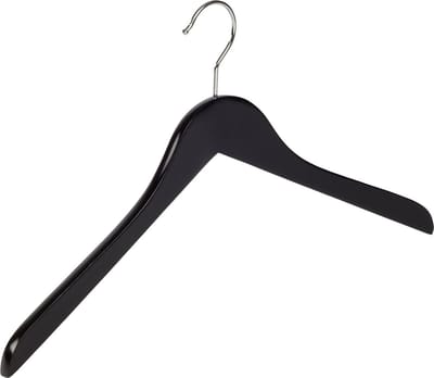 De Kledinghanger Gigant - Kledinghanger - Volwassenen - 7102BA - 50 Stuks - Blousehanger - Shirthanger - Lotushout - Zwart Gelakt - Geknikt Model - 44 cm - Kleerhanger (7102BA_00/50)