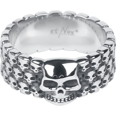 etNox hard and heavy Ring - 1000 Skulls - zilverkleurig