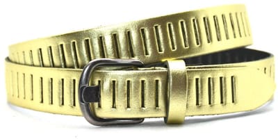 Timbelt Leren gleufjes riem Goud - 100% leer - maat 95 - totale lengte 110 cm