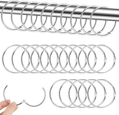 Dailygoods- Gordijnringen 40 Stuks - Douchegordijnringen - Ringen voor Douchestang - Ringen voor Gordijnroede - Binnendiameter 50 mm - Metalen Ringen