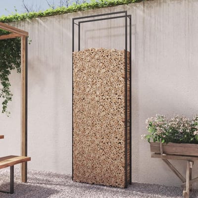 Brandhoutrek Staal - Houthok Buiten - Haardhout Opslag - Verbeterde Luchtcirculatie - 110 x 28 x 312 cm - Mat Zwart