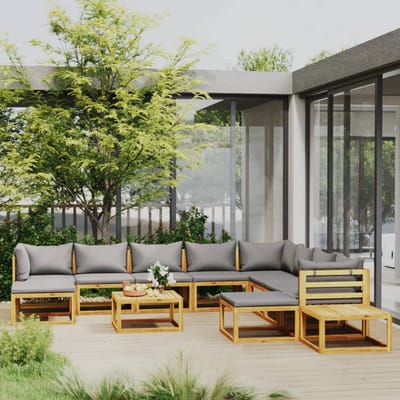 vidaXL - 12-delige - Loungeset - met - kussens - massief - acaciahout