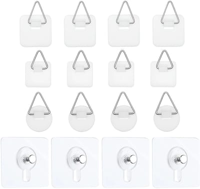 Dailygoods- Wandhaken 16 stuks - Zelfklevend - Fotohaak - Wandbevestiging zonder boren - Robuust kunststof - Ideaal voor schilderijen