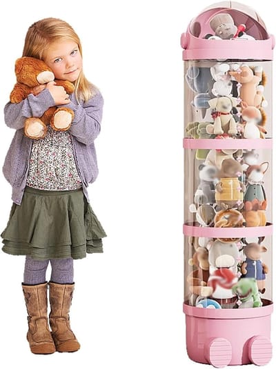 Speelgoed Opberg Organizer - Knuffel Emmer - Speelgoed Opbergen - Met LED Licht - 65cm Hoog - Roze