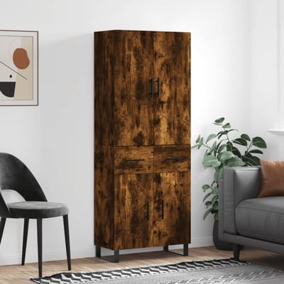 vidaXL Hoge kast 69,5x34x180 cm bewerkt hout gerookt eikenkleurig