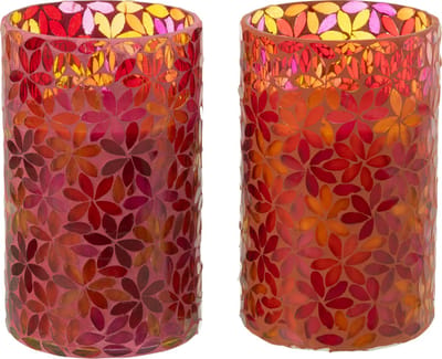 J-Line geurkaars Bloemen Mozaiek - Tender Rose - mix - large - 2 stuks - 75U