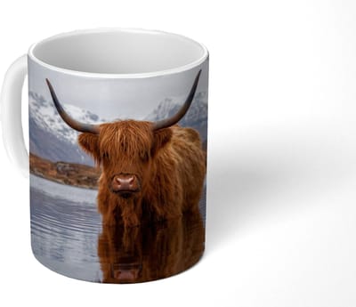 Mok - Koffiemok - Schotse hooglander - Bruin - Water - Mokken - 350 ML - Beker - Koffiemokken - Theemok