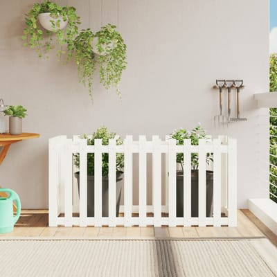 vidaXL - Plantenbak - verhoogd - hekontwerp - 150x50x70 - cm - grenenhout - wit