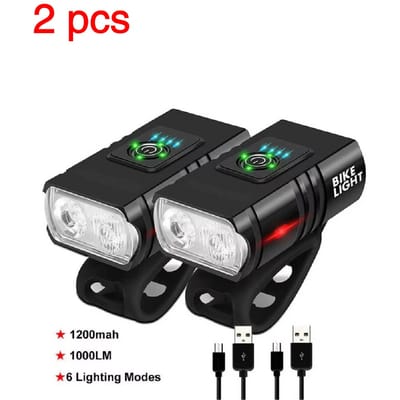 2 T6 LED Fietslamp TypeC Opladen Fietslampen Voor 6 Modi MTB Zaklamp Fietskoplamp voor Fietsen Fiets Voorlamp