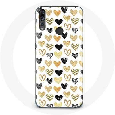 Hoesje voor Huawei p30 lite Abstracte textuur achtergrond zwarte harten
