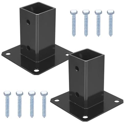 Schroefhulzen voor Vierkante Houten Palen - 50 x 50 mm - 2 Stuks Hekdragers met Bodemplaat
