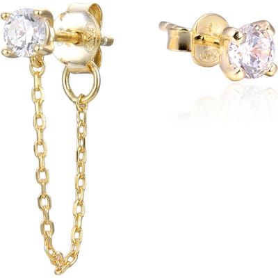 Gena.paris 'Stone' Dames 925 Zilveren Stud Oorbellen - Goud GBO1531-Y