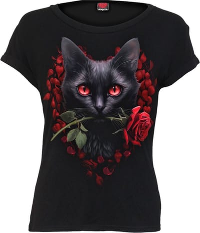 Spiral - Gothic T-shirt - Cat's Love - S tot XXL - voor Vrouwen - zwart