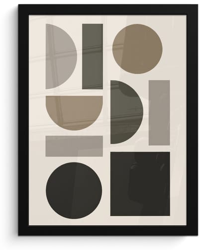 Poster in lijst - Fotolijst 30x40 cm - Posters - Natuurlijke tinten - Grafisch - Verticale compositie - Posterlijst zwart - Decoratie - Wanddecoratie woonkamer - Muurdecoratie slaapkamer