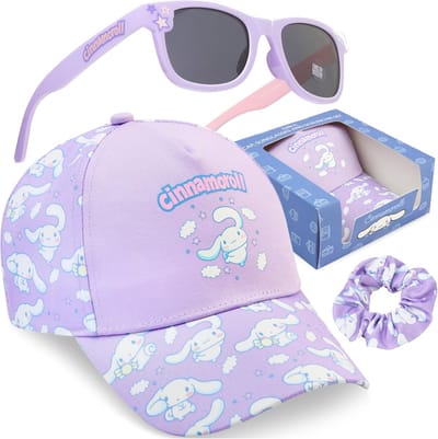 Thijox - Get Trend Zomeraccessoires Set voor Meisjes - 3-delige Honkbalpet, UV-bescherming Zonnebril & Zachte Scrunchies - Perfect voor Feesten, Campi