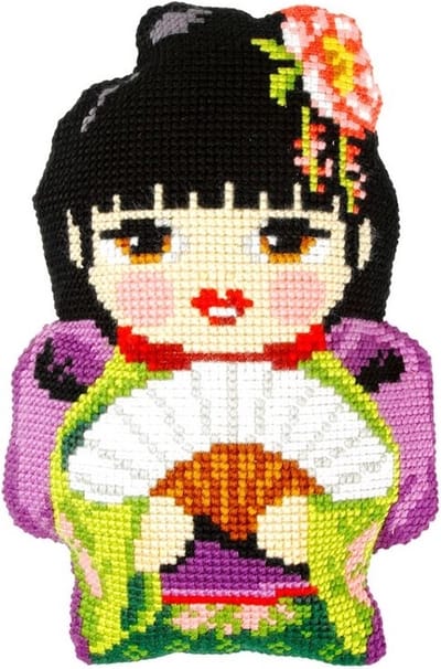 Borduurpakket kussenpakket Japanse Girl orchidea 9317