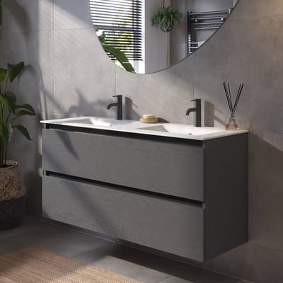 Saqu Gaia Badkamermeubel Set - 121x46 cm - Voorgemonteerd - Zwart - Wastafelmeubel - Badmeubel