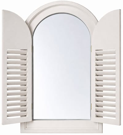 Jurrys Wandspiegel - Buitenspiegel - Decoratiespiegel - Tuinspiegel - Weerbestendig - Ruimtelijk - Terras - Hout - Wit - 59x37 cm