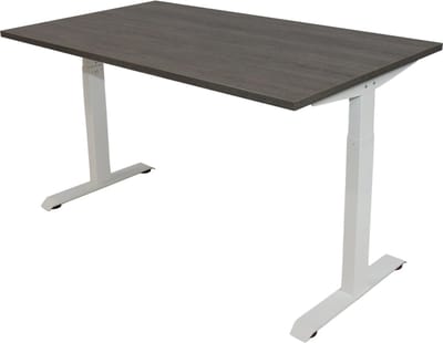 Office Hero® Cosmic - In hoogte verstelbaar bureau wit frame - Game bureau - Computertafel - Werktafel - 120x80 - Logan eik