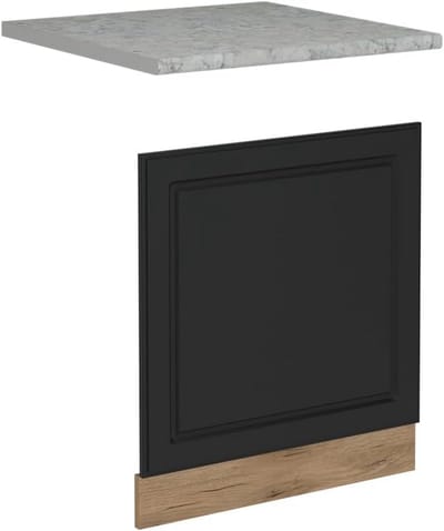Frontpaneel Vaatwasser 60 cm Antraciet Landhuisstijl met AP Marmer Werkblad