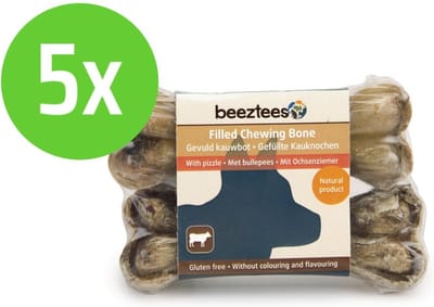 Beeztees Gevuld Kauwbot Met Bullepees 10 cm 2 Stuks - hondensnack - 5 verpakkingen
