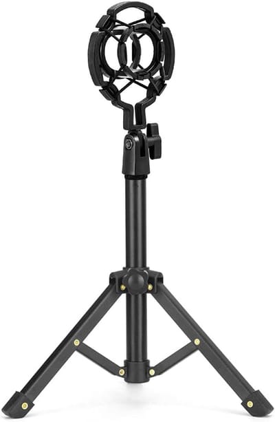 Microfoon Statief - Tafelblad Houder - Opname & Streaming - Robuust Metalen Frame - 21 x 13.5 cm - Zwart