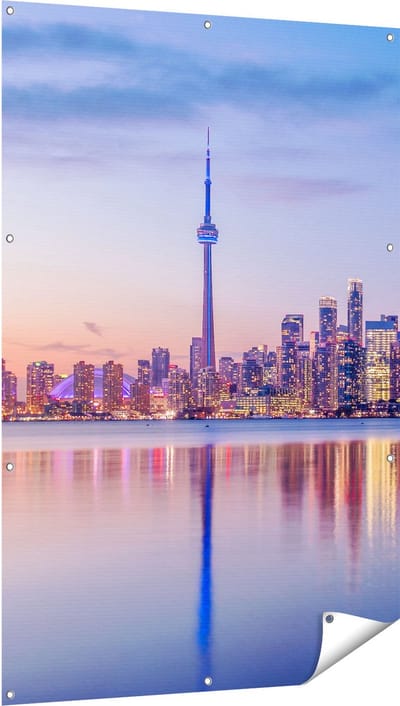 Gards Tuinposter Toronto Skyline in Canada - 100x150 cm - Tuindoek - Tuindecoratie - Wanddecoratie buiten - Tuinschilderij