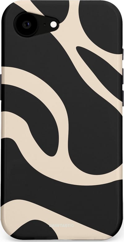 Casetastic hoesje geschikt voor Apple iPhone 16e / Apple iPhone 17e - MagSafe - Dubbellaagse bescherming - Zwart Zand Organische Golven - Fashion Case - Zwart Zand