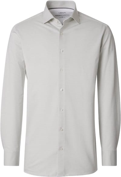 VENTI CASA MODA comfort fit overhemd - jersey - lichtgroen met wit gestreept - Strijkvriendelijk - Boordmaat: 48
