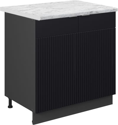 Vicco Keukenonderkast Fame-Line, Zwart gestreept/Antraciet, 80 cm marmer werkblad