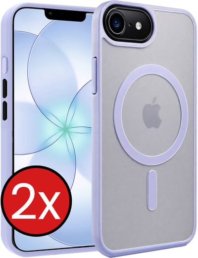Hoesje - 2 Stuks - Geschikt voor Apple iPhone 17e - Magsafe Compatible - Sterk & Shockproof - Shock Proof Case - Back Cover - Telefoon Hoes - Telefoonhoes - Lila