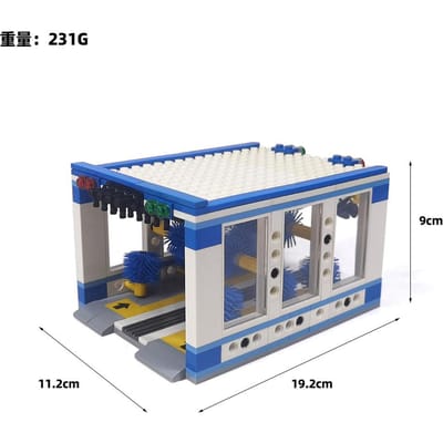Compatibel met bouwstenen met kleine deeltjes MOC autowasstraat automatische carwashmachine DIY stedelijke straatbeeld decoratie blue