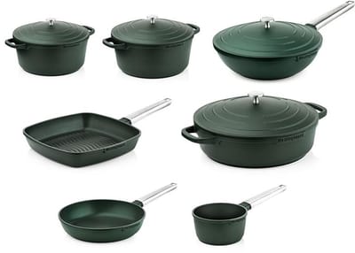 Westinghouse Performance 7-delige Pannenset – Koekenpan + Braadpannen + Hapjespan + Wokpan + Grillpan + Steelpan – Inductie – Groen