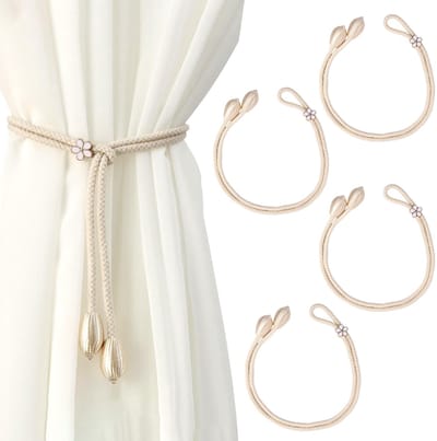 Dailygoods- Gordijnhouders 48cm - Gordijnbinders - Gordijn Embrasse - Gordijnhouders Muurbevestiging - Decoratie - Polyester Beige