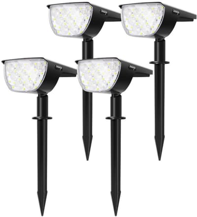 Solar Tuinspot 30 LED – 4 Stuks – Warmwit (3000K) – 3 Lichtstanden – IP65 Waterdicht – Auto Aan/Uit