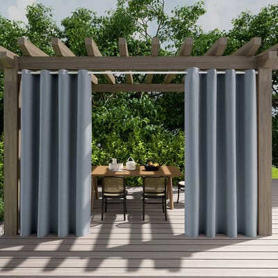 Qelus 1 Stuk Premium Buitengordijn Waterdicht - Slijtvast Outdoor Gordijn - Weerbestendig & Kreukvrij Balkongordijn - Rideau Extérieur - 132x244cm - Grijsblauw